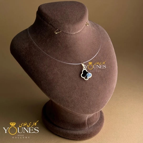 آویز طلا سواروسکی پروانه ای سیاه دودی